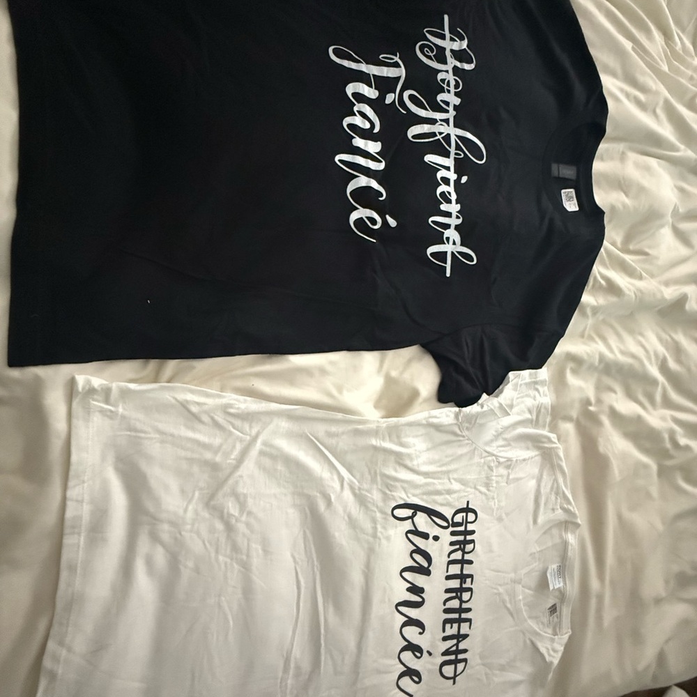 Black and White Fiance+Fiancee pair of Graphic Tees